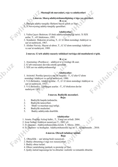 badiiylik mezonlari — DOCX