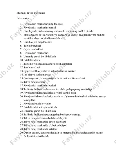 rivojlanish markazlarining faoliyati — DOCX