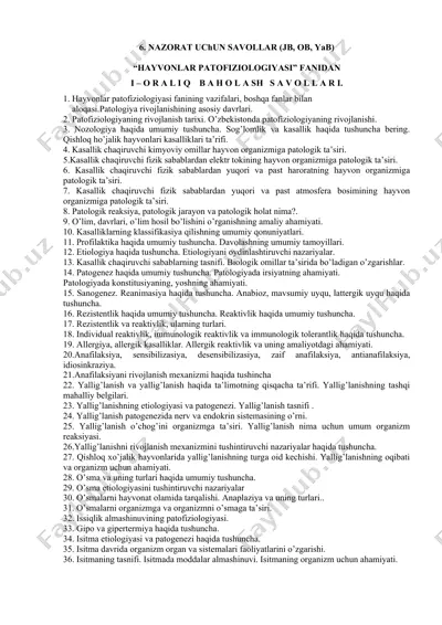 hayvonlar patofiziologiyasi — DOCX