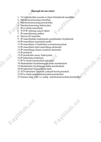 ip manzillash va marshalash — DOCX