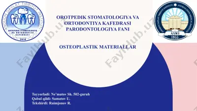 orotpedik stomatologiya va ortodontiya kafedrasi parodontologiya fani osteoplastik materiallar — PPTX