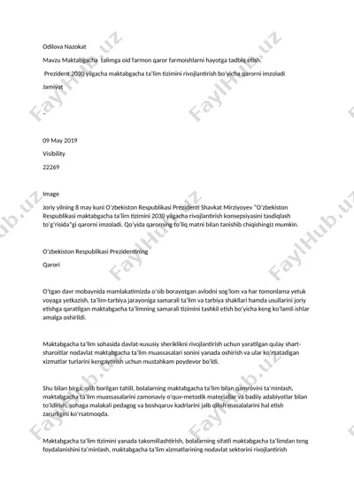 o‘zbekiston respublikasi prezidenti shavkat mirziyoyev farmoishlari — DOCX