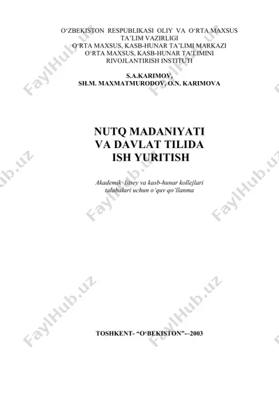 nutq madaniyati va davlat tilida ish yuritish — DOC