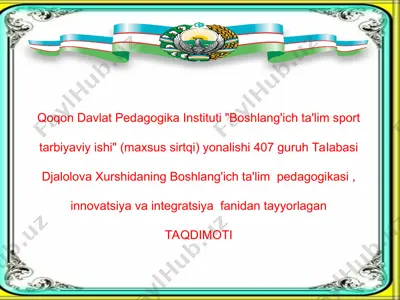 boshlang'ich ta'lim sport tarbiyaviy ishi — PPT