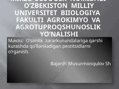 o‘zbekiston milliy universitet biologiya fakulti agrokimyo va agrotuproqshunoslik yo’nalishi — PPTX