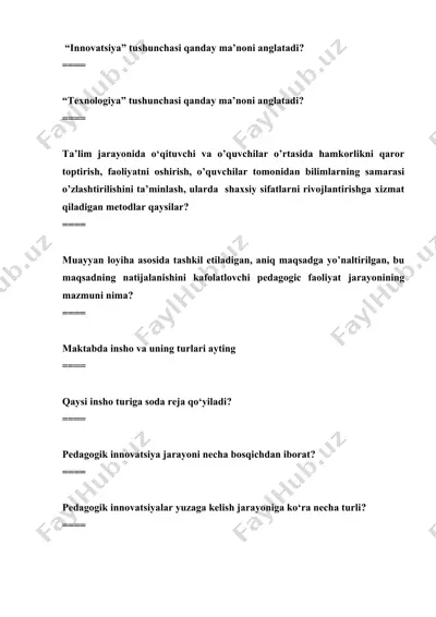 pedagogik innovatsiyalar — DOCX