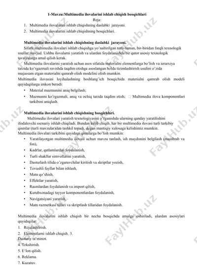 multimedia ilovalarini ishlab chiqish bosqichlari — DOCX