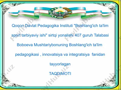 boshlang'ich ta'lim sport tarbiyaviy ishi — PPTX