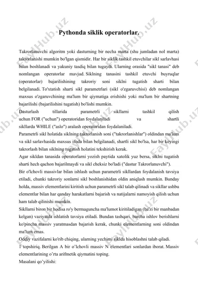 siklik operatorlar — DOCX