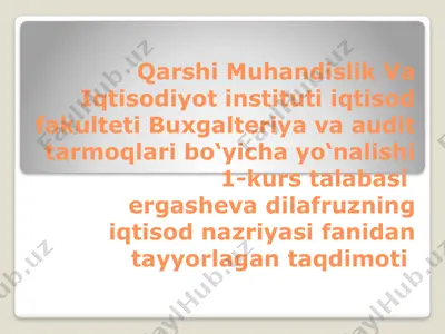 buxgalteriya va audit tarmoqlari bo'yicha yo'nalish — PPTX