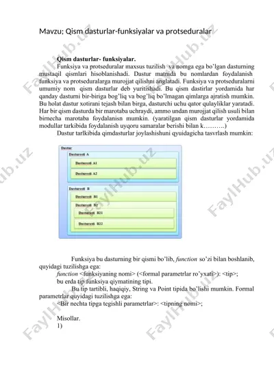 funksiyalar va protseduralar — DOCX