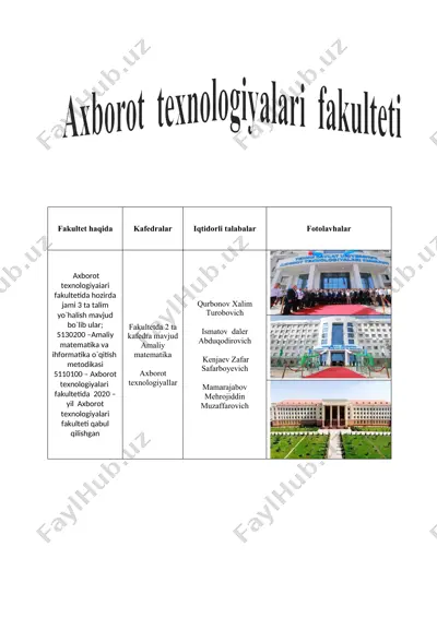axborot texnologiyalari fakulteti — DOCX