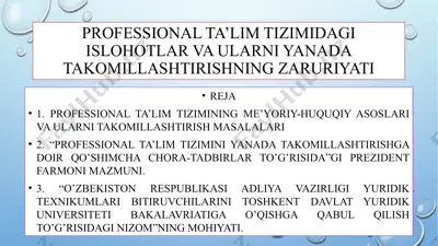 professional ta'lim tizimi — PPTX
