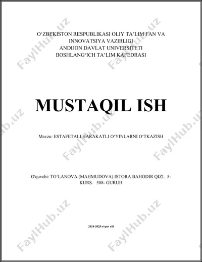 estafetali harakatli o'yinlarni o'tkazish — DOCX