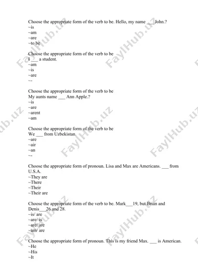 "choose the appropriate form of the verb to be." — DOCX
