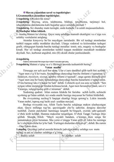grammatika topshiriqlari — DOCX