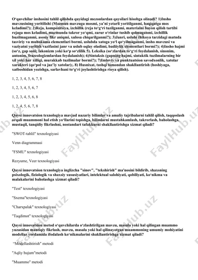 o‘quvchilar inshosini tahlil qilishda mezonlarning hisobga olinishi — DOC