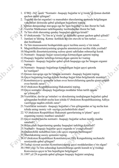 normativ-huquqiy hujjatlar haqida ma'lumotlar — DOCX