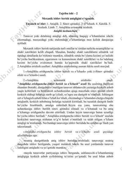 mexanik ishlov berish — DOCX