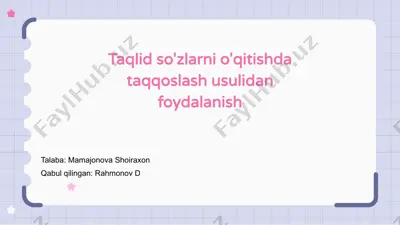 taqqoslash usuli bilan tanishtirish — PPTX