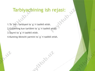 tarbiyachi ning ish rejasi — PPTX