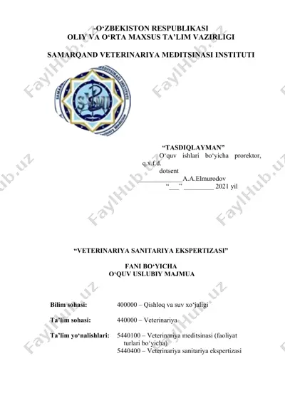 "veterinariya sanitariya ekspertizasi" — DOC