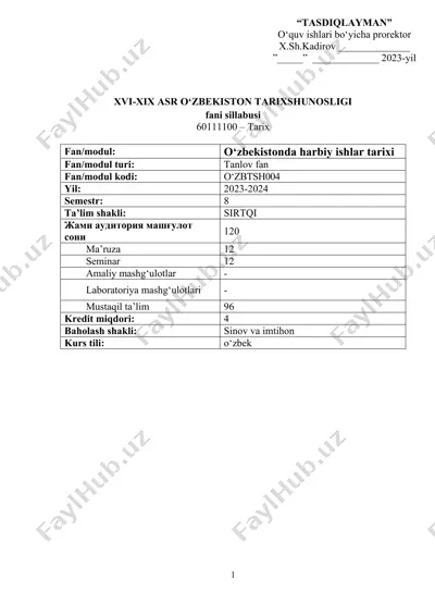 xvi-xix asr o‘zbekiston tarixshunosligi — DOC