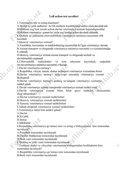 veterinariya ishi va uning mazmuni — DOCX