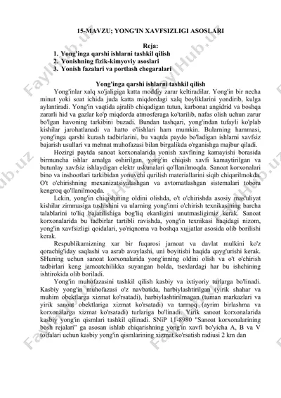 yong'inga qarshi ishlarni tashkil qilish — DOCX