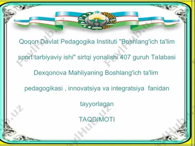 boshlang'ich ta'lim sport tarbiyaviy ishi — PPT