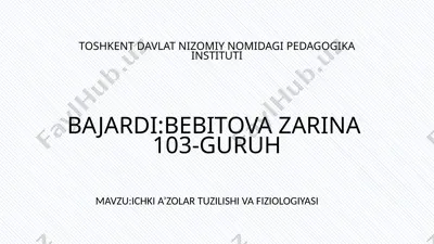 ichki a'zolar tuzilishi va fiziologiyasi — PPTX
