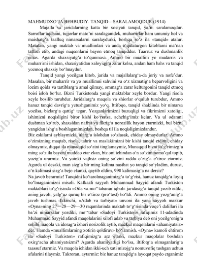 tanqid – saralamoqdur (1914) — DOCX