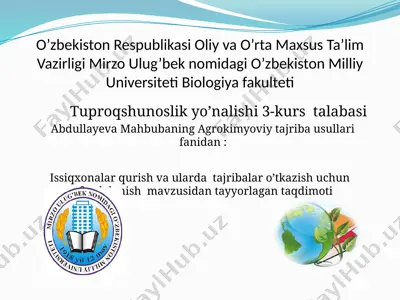 agrokimyoviy tajribausullari — PPTX