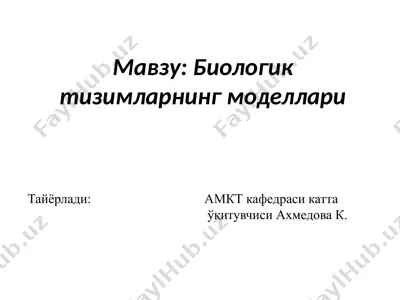 биологик тизимларнинг моделлари — PPTX