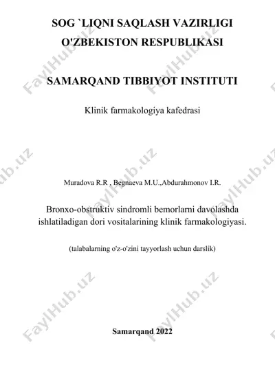 bronxo-obstruktiv sindromli bemorlarni davolashda ishlatiladigan dori vositalarining klinik farmakologiyasi — DOCX