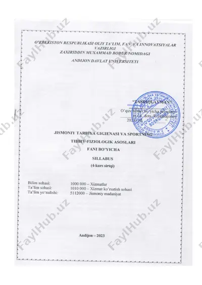 jismoniy tarbiya gigienasi va sportning tibbiy-fiziologik asoslari — DOCX