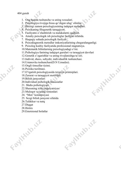 psixologiya fanining o‘rni va ahamiyati — DOC