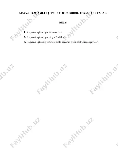 raqamli iqtisodiyotda mobil texnologiyalar — DOCX