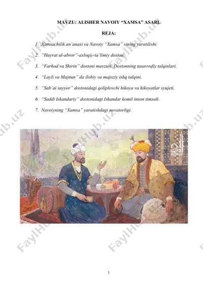 alisher navoiy “xamsa” asari — DOCX