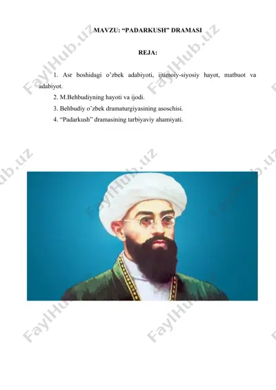 “padarkush” dramasining tarbiyaviy ahamiyati — DOCX