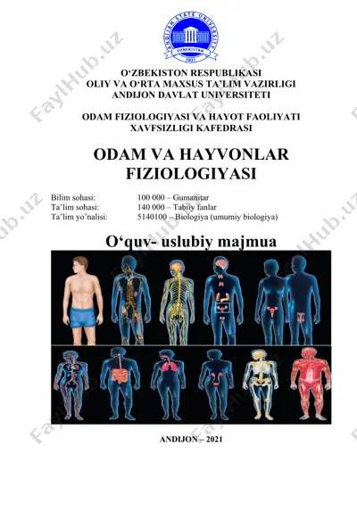 odam va hayvonlar fiziologiyasi o'quv-uslubiy majmua — DOCX