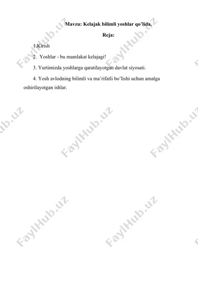 yoshlar va kelajak — DOCX