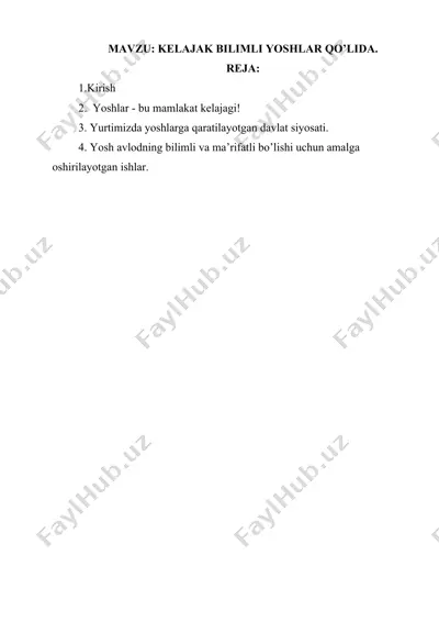 yoshlar - mamlakat kelajagi — DOCX