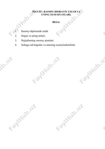rasmiy-idoraviy uslub va uning xususiyatlari — DOCX