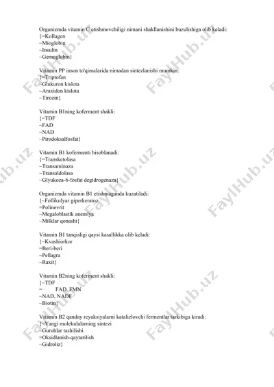 vitaminlar va ularning kofaktorlari — DOCX