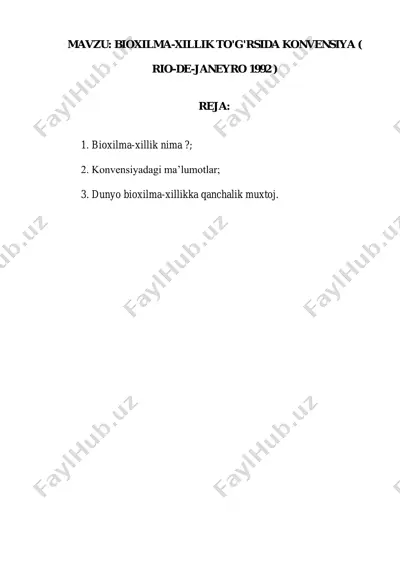 bioxilma-xillik to'g'rsida konvensiya (rio-de-janeyro 1992) — PDF