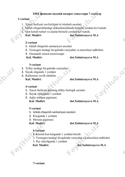 birinchi yordam asoslari — DOCX