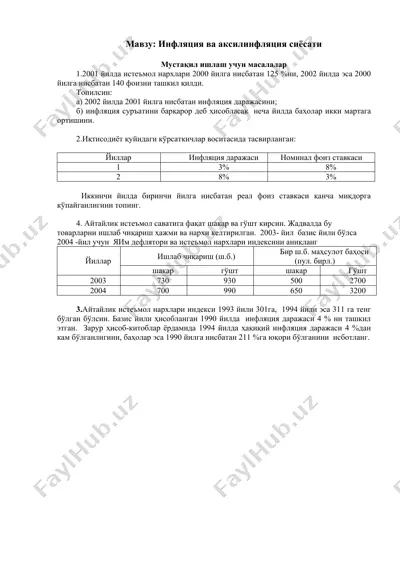 инфляция ва аксилинфляция сиёсати — DOC