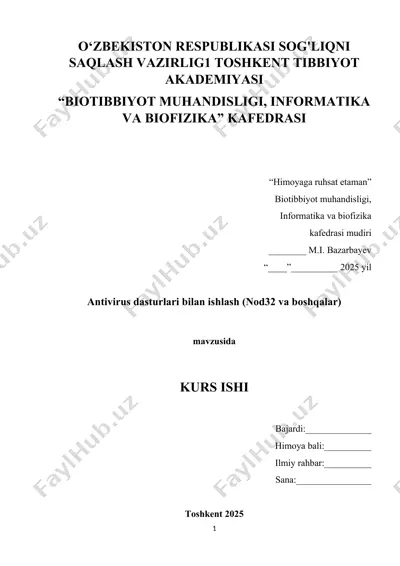 antivirus dasturlari bilan ishlash (nod32 va boshqalar) — DOCX