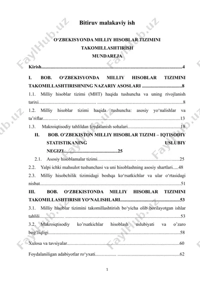 oʻzbekistonda milliy hisoblar tizimini takomillashtirish — DOCX